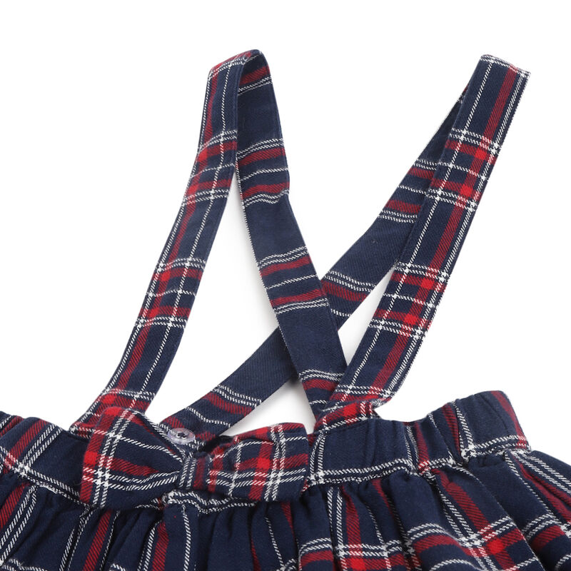 Girls Red and Blue Checkered Trouser Skirt image number 2